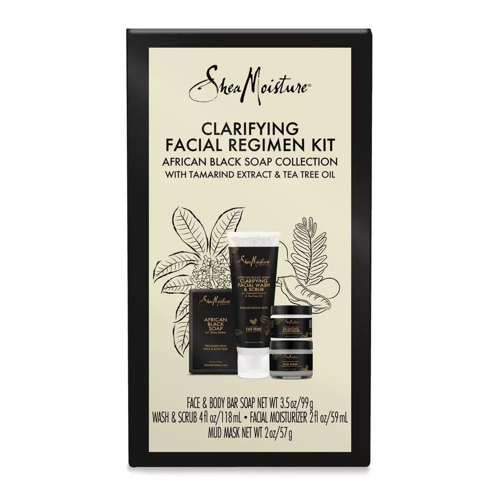 SheaMoisture Clarifying Facial Regiment Kit African Black Soap with Tamarind Extract and Tea Tree Oil 4 Pieces Image 2
