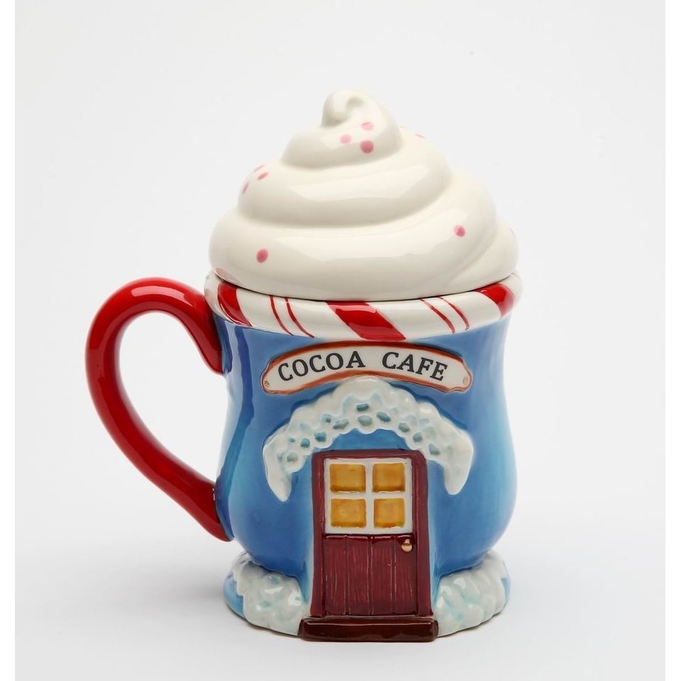 Ceramic Christmas Santas Village Covered Mug 4 7/8" Perfect Holiday Gift Decor Image 3