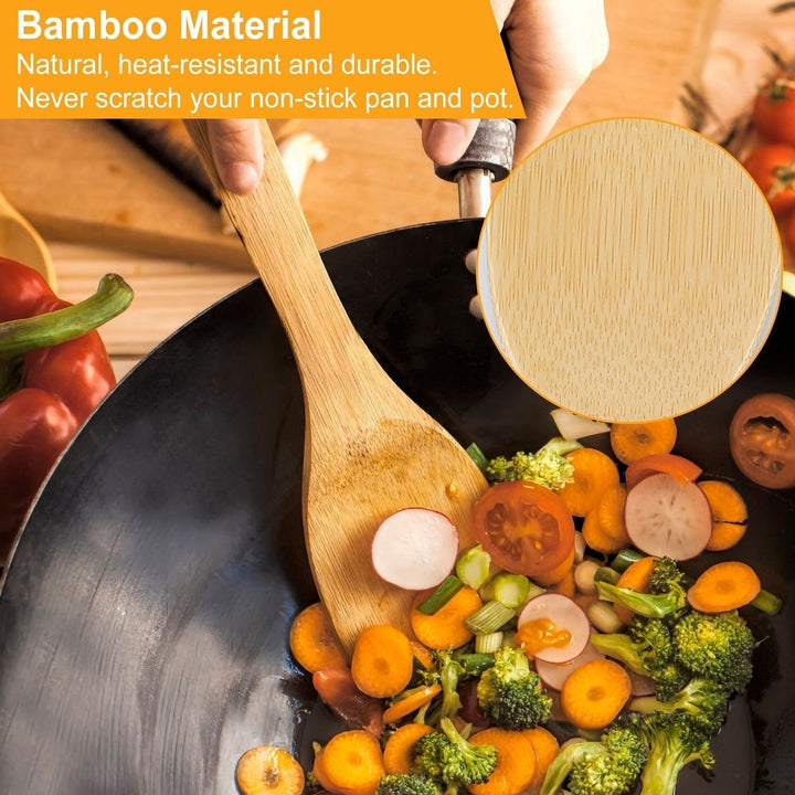 6Pcs Cooking Utensil Bamboo Wooden Spoons Spatula Kitchen Cooking Tools Image 3