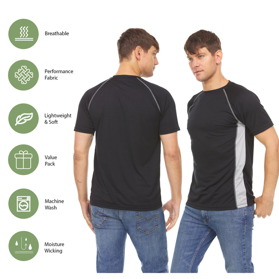 DARESAY Mens Athletic Moisture Wicking Dry Fit Shirts 4-Pack Performance Poly Image 1