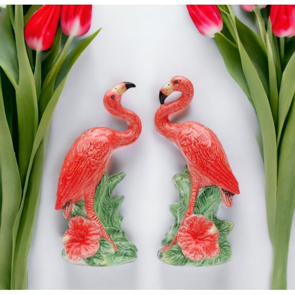 Ceramic Pink Flamingo Salt and Pepper Shaker Set 2 Inch Gift Image 2