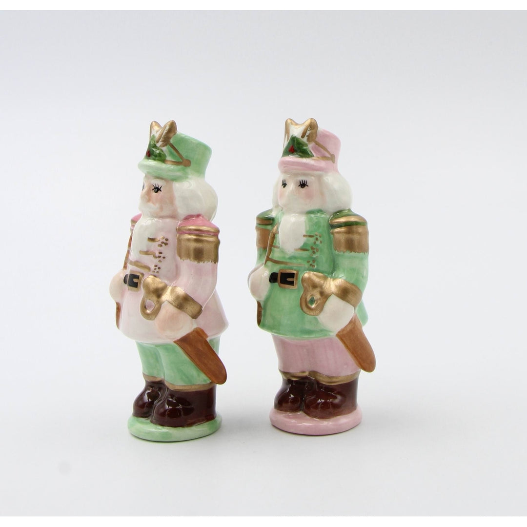 Pastel Ceramic Nutcracker Salt and Pepper Shakers 4.5in Gift Image 3