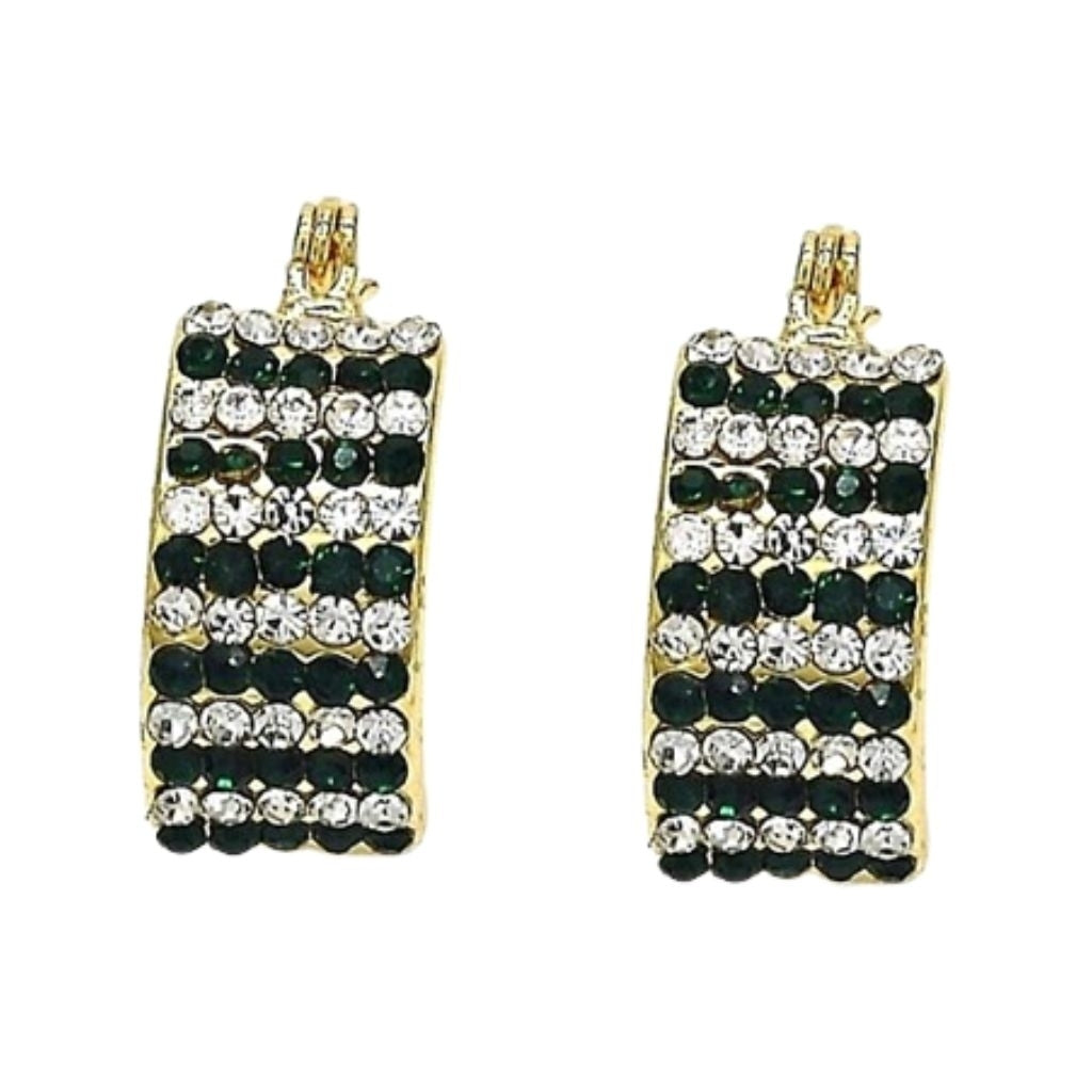 18K Gold-Filled Emerald Crystal Pav High-Polish Earrings Image 1