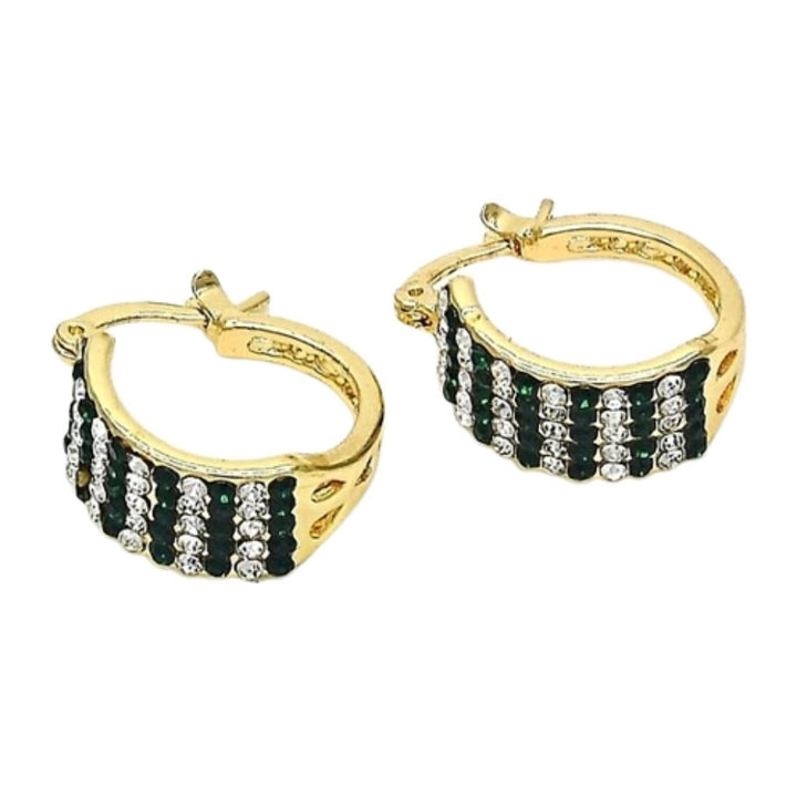 18K Gold-Filled Emerald Crystal Pav High-Polish Earrings Image 2