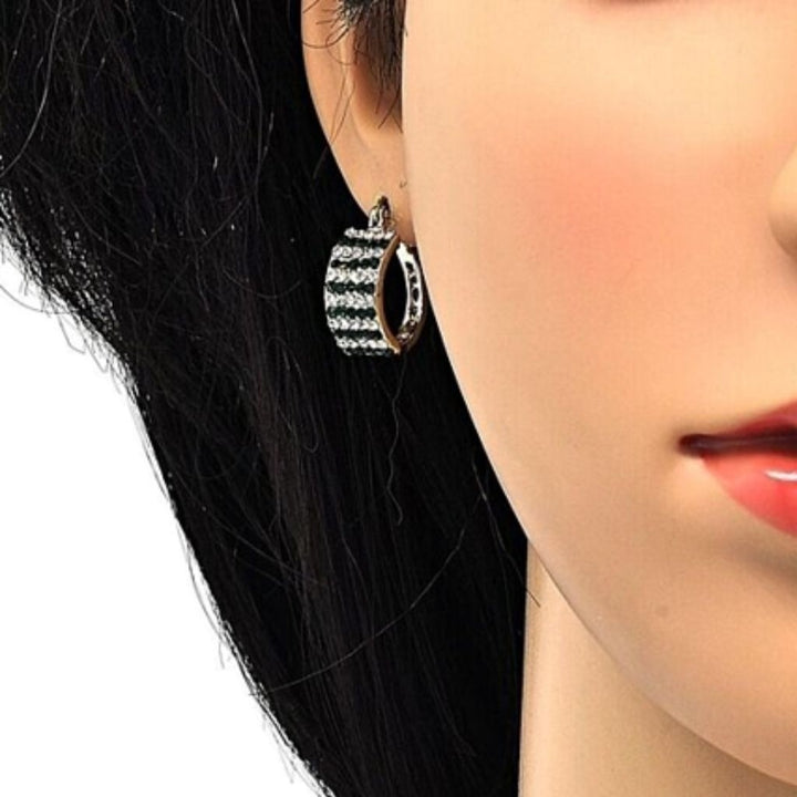 18K Gold-Filled Emerald Crystal Pav High-Polish Earrings Image 3