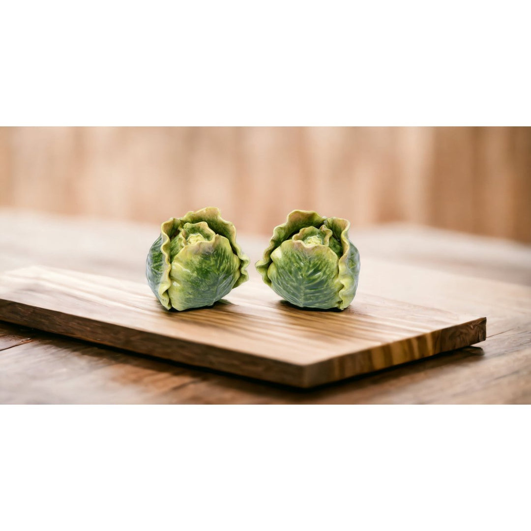 Handcrafted Ceramic Cabbage Salt and Pepper Shakers Gift Image 2