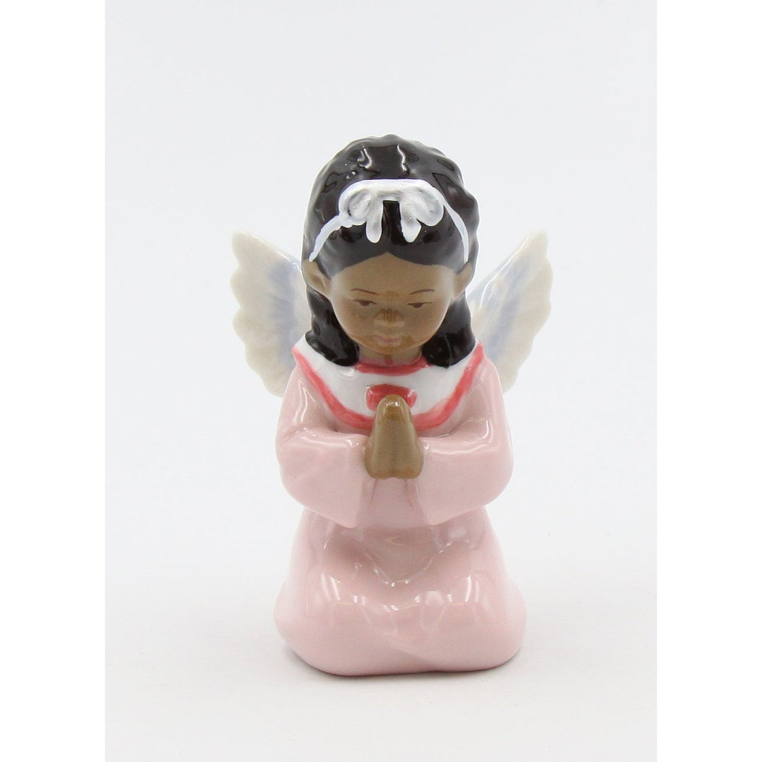 Ceramic African American Guardian Angel Girl Praying Figurine Religious D cor Religious Gift Church D cor, Image 3