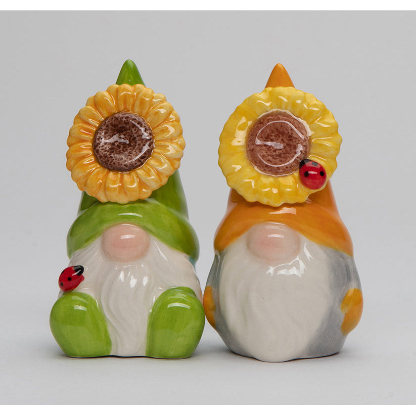 Ceramic Sunflower Gnome Salt and Pepper Shakers Cottagecore Gift 2 Pack Image 2