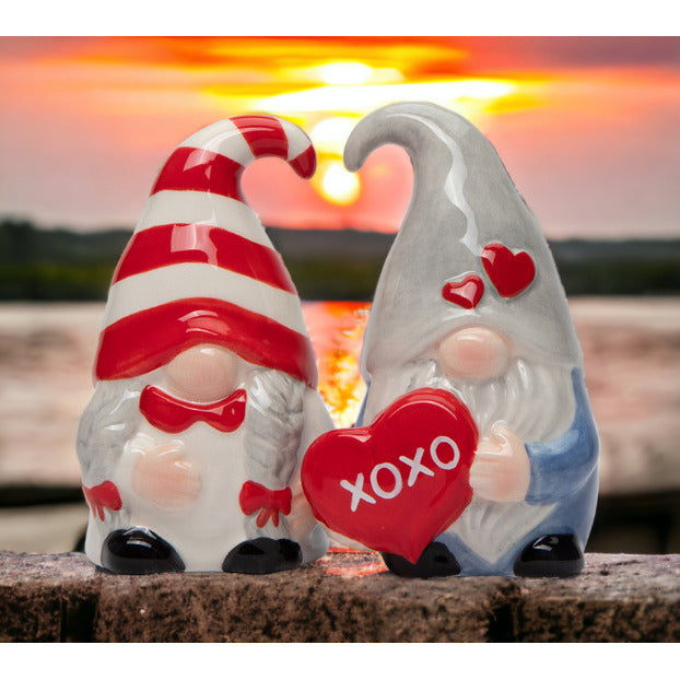 Ceramic Valentine Gnome Salt And Pepper  Valentine s Day D cor Romantic D cor Image 1