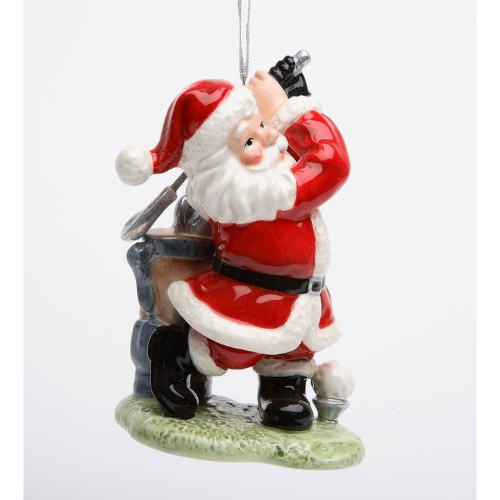 Ceramic Santa Golfing Ornament 3x2.25x4.375 Christmas Tree Gift Image 3