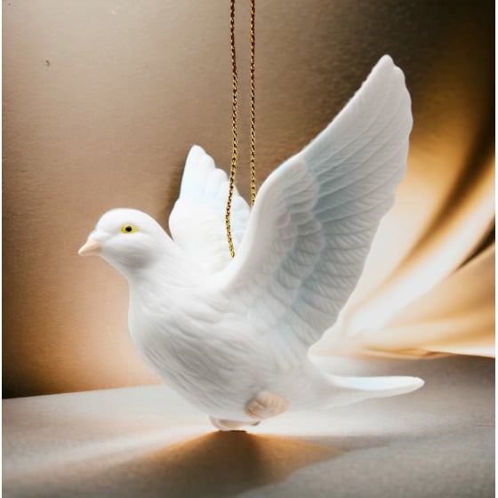 Handcrafted White Peace Dove Ornament 3.5in Image 1