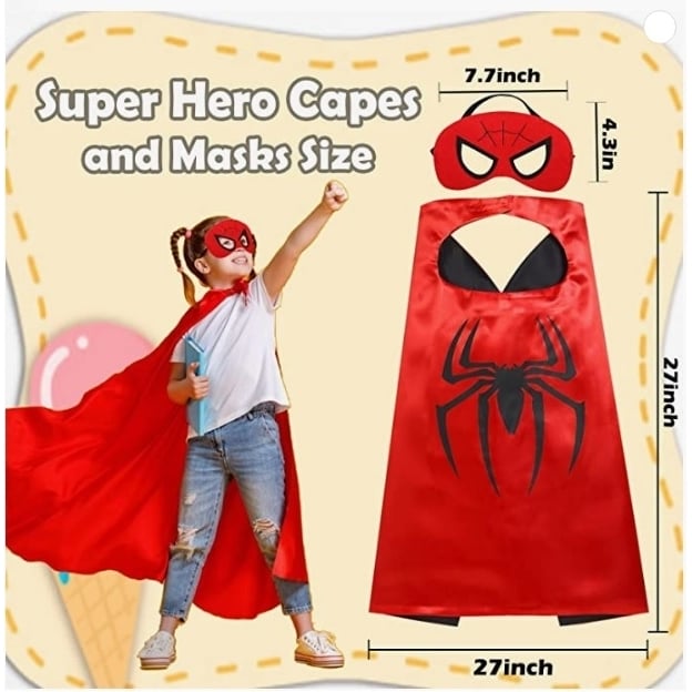 Superhero Reversible Cape and Mask Set 6-Pack Kids Dress Up Costume Toys Image 1