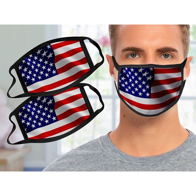 4-Pack USA Flag Face Masks Washable Reusable Elastic Ear Loops Comfort Fit Image 4