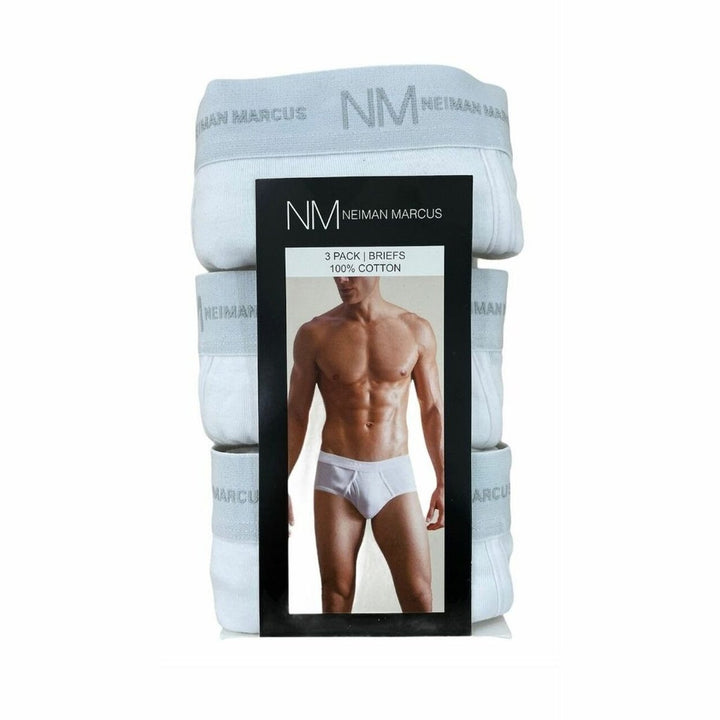 Neiman Marcus 100% Cotton Mens Underwear 3-Pack Tagless Black White Boxer Briefs Image 4