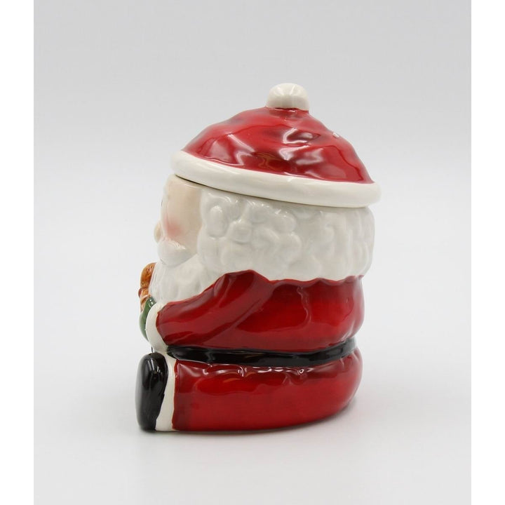 Ceramic Santa Cookie Jar with Gingerbread Man 5in Holiday Gift Image 3