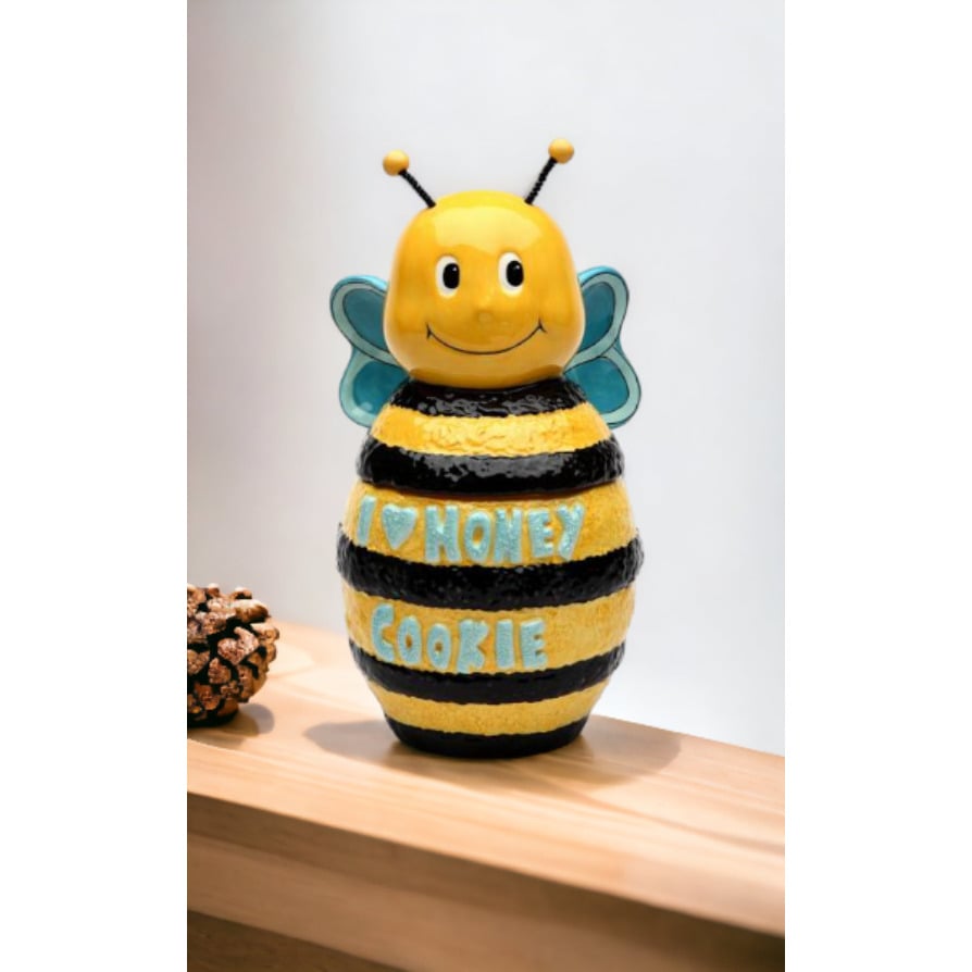 Hand Painted Ceramic Bumblebee Cookie Jar 10in Image 2