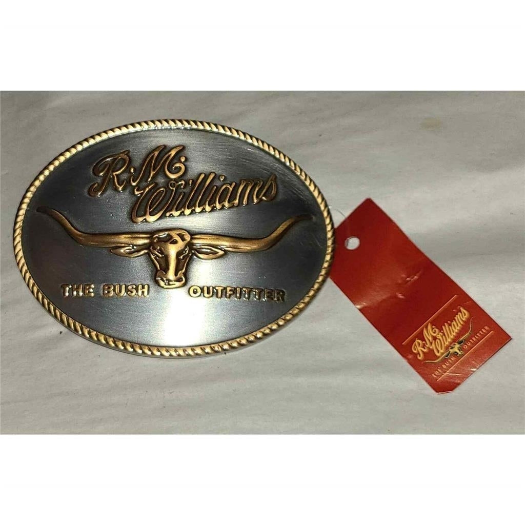 R.M.Williams Longhorn Belt Buckle Gold/Silver Image 1