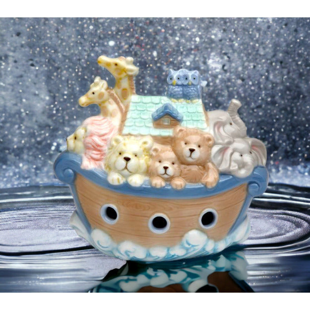 Ceramic Noahs Ark Piggy Bank 5x3x4.625 Gift Nursery Baptism Image 2