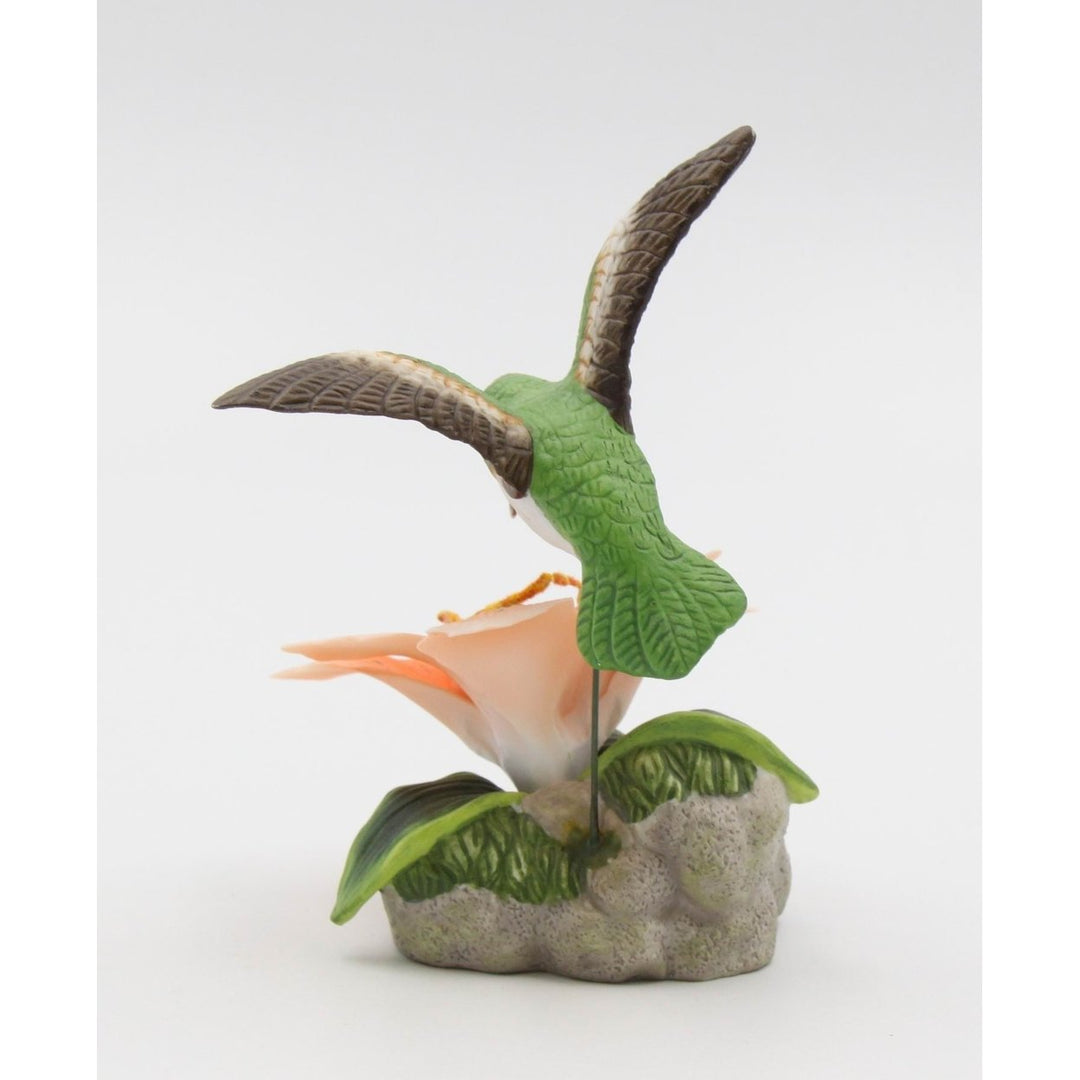 Ceramic Hummingbird Figurine 5in Lily Flower Gift for Nature Image 3