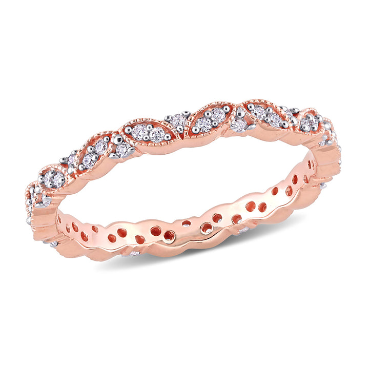 1/4 Carat (ctw) Diamond Eternity Wedding Band Ring in 14k Rose Pink Gold Image 1