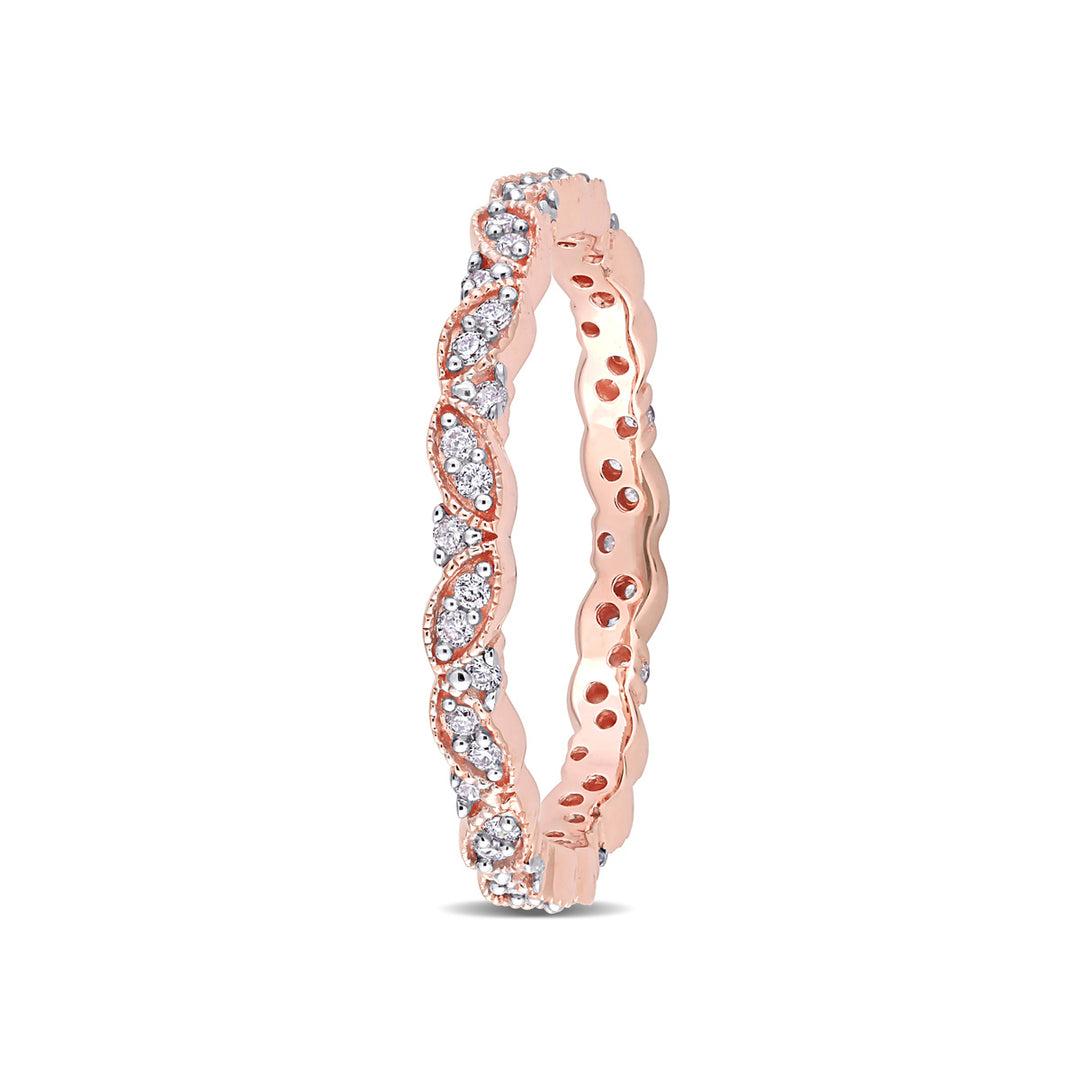 1/4 Carat (ctw) Diamond Eternity Wedding Band Ring in 14k Rose Pink Gold Image 2