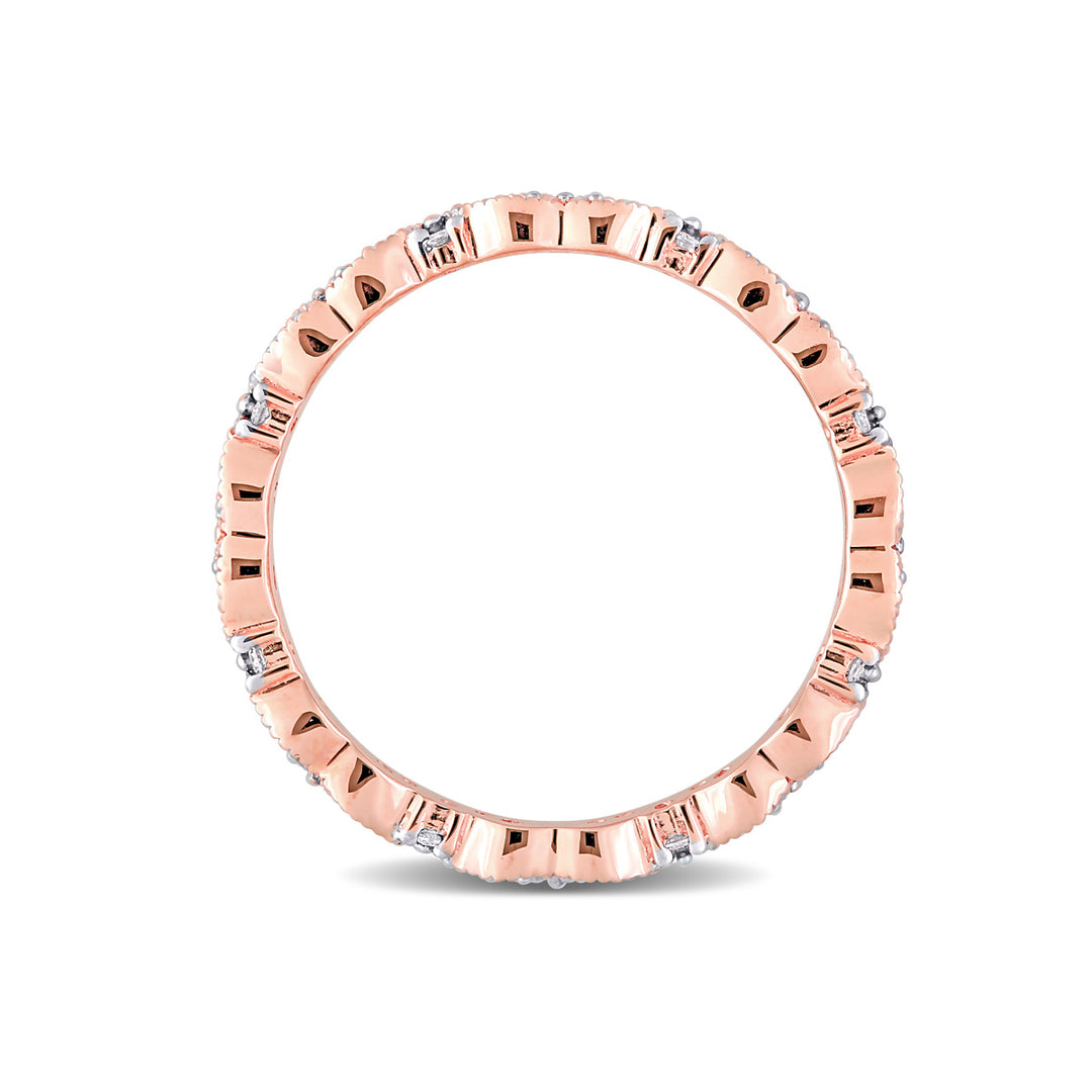 1/4 Carat (ctw) Diamond Eternity Wedding Band Ring in 14k Rose Pink Gold Image 4