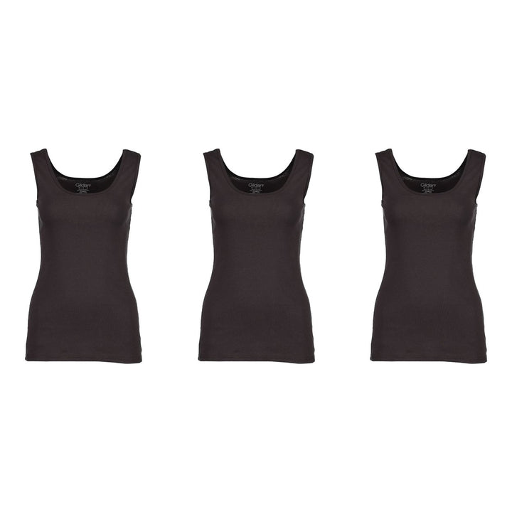 3 Pack Gildan Womens Ribbed Cotton Tank Top Image 1