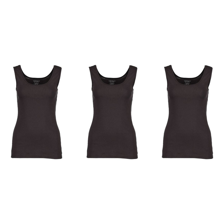 3 Pack Gildan Womens Ribbed Cotton Tank Top Image 1