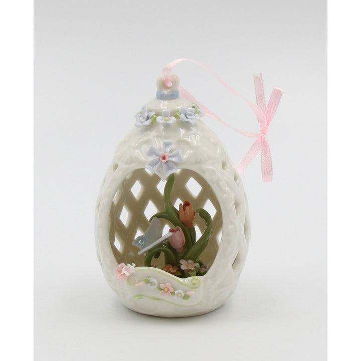 Ceramic Butterfly Flower Egg Dome Ornament 2.875" Home Kitchen Image 2