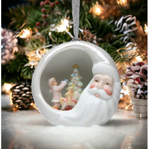 Ceramic Santa Ornament 3 3/8 Inch Holiday Decor Kitchen Tree Image 1