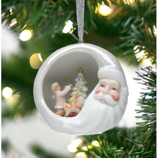 Ceramic Santa Ornament 3 3/8 Inch Holiday Decor Kitchen Tree Image 2