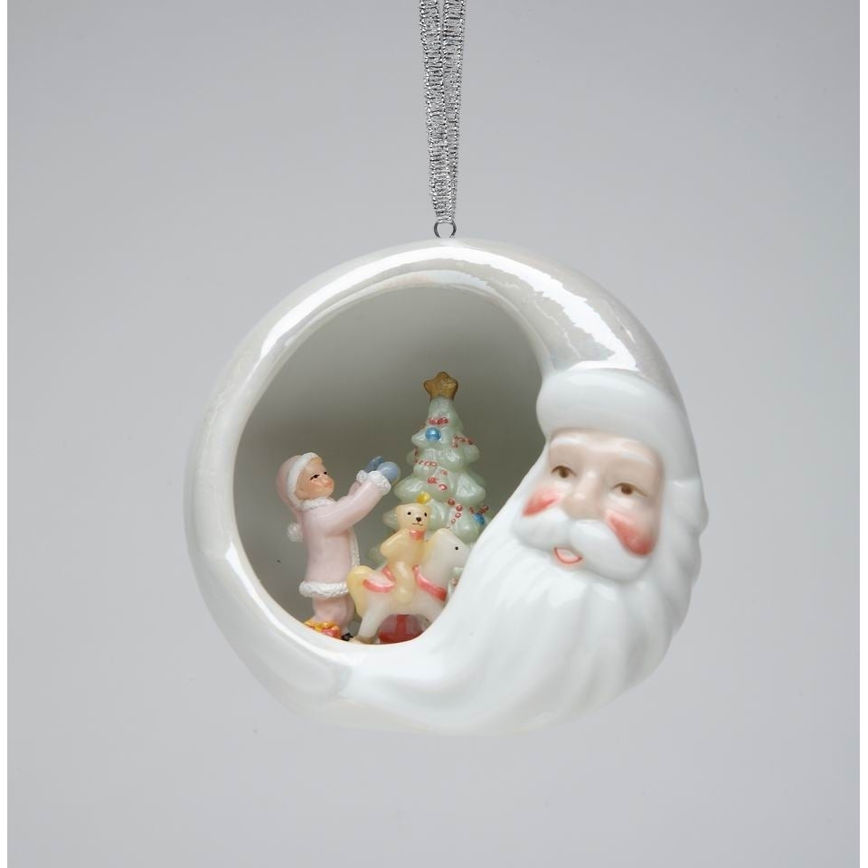 Ceramic Santa Ornament 3 3/8 Inch Holiday Decor Kitchen Tree Image 3