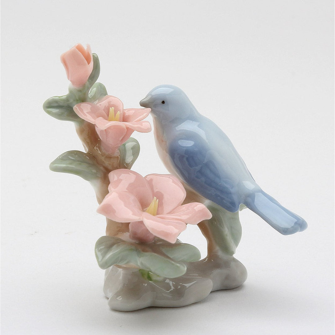 Ceramic Mini Bluebird Figurine with Azalea Flower 2.375 inches Gift Image 3