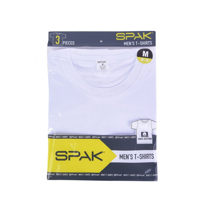 3-Pack Mens Spak 100 percent Cotton White T-Shirt Image 3