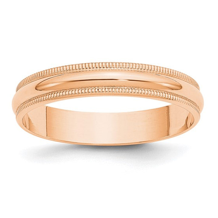 Ladies 10K Rose Pink Gold 4mm Milgrain Wedding Band Ring Image 2
