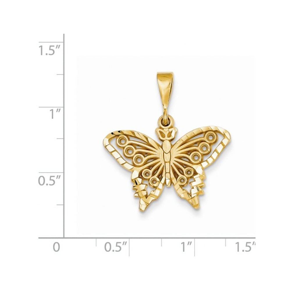 14K Yellow Gold Butterfly Pendant Necklace with Chain Image 2