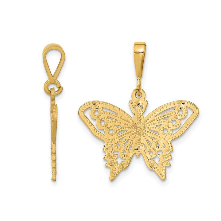 14K Yellow Gold Butterfly Pendant Necklace with Chain Image 3