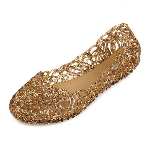Womens Summer Jelly Ballet Flat Shoes Brown Image 4