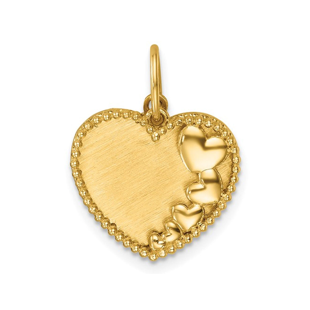 14K Yellow Gold Beaded Hearts Pendant Necklace with Chain Image 2