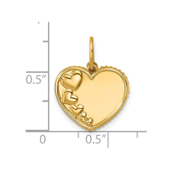 14K Yellow Gold Beaded Hearts Pendant Necklace with Chain Image 3