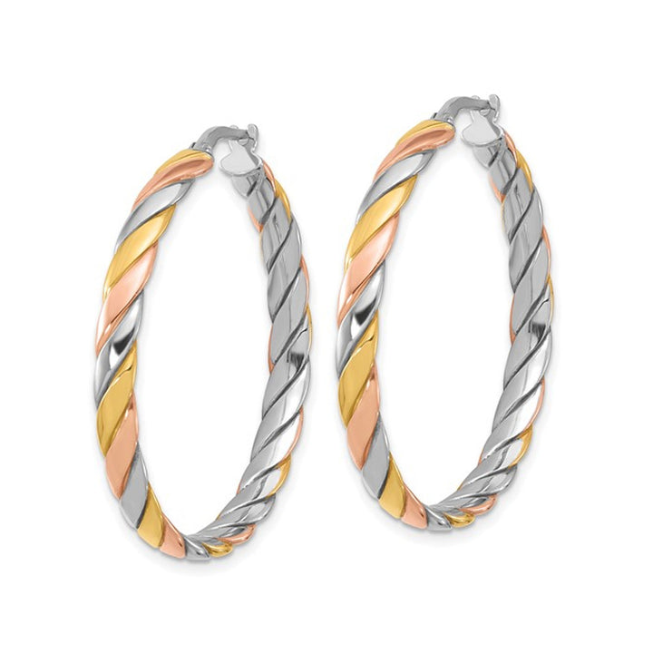 Sterling Silver Yellow and Rose Plated Hoop Earrings Image 4