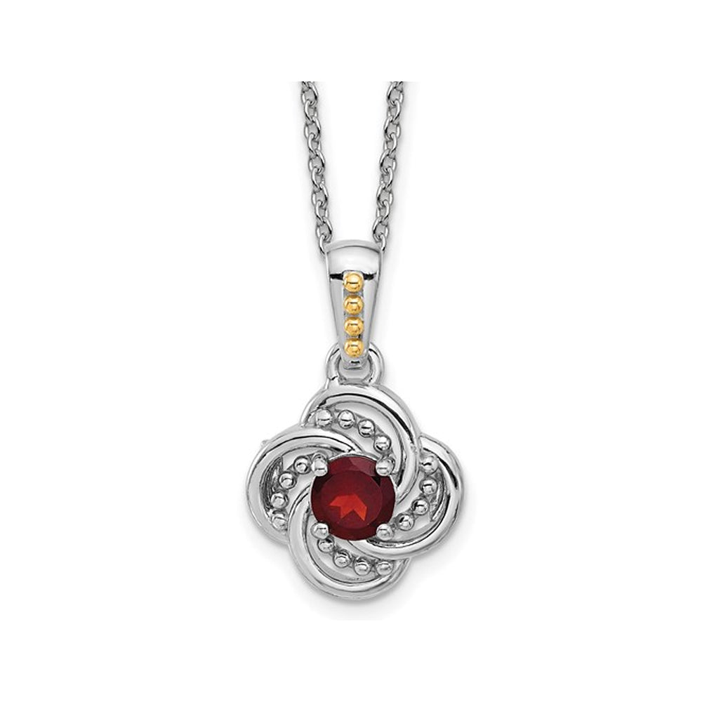 2/3 Carat (ctw) Garnet Pendant Necklace in Sterling Silver with Chain Image 1