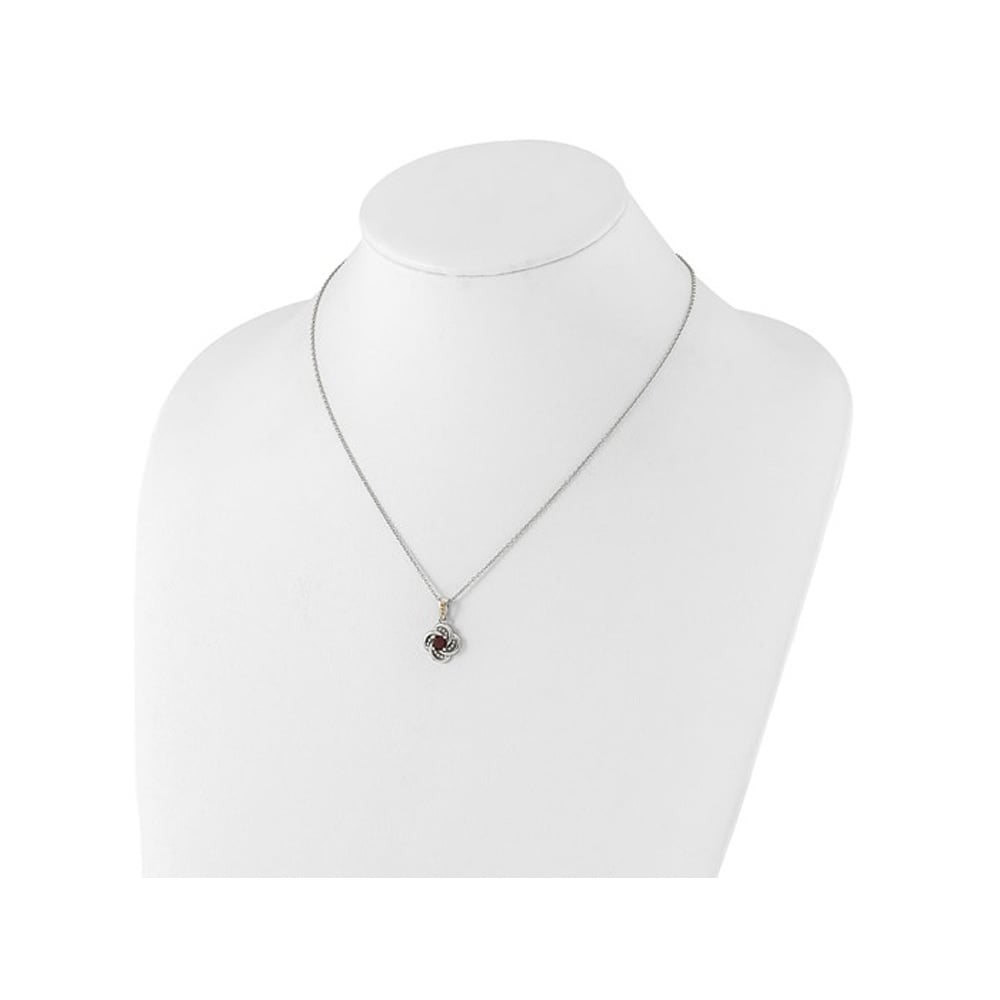 2/3 Carat (ctw) Garnet Pendant Necklace in Sterling Silver with Chain Image 4
