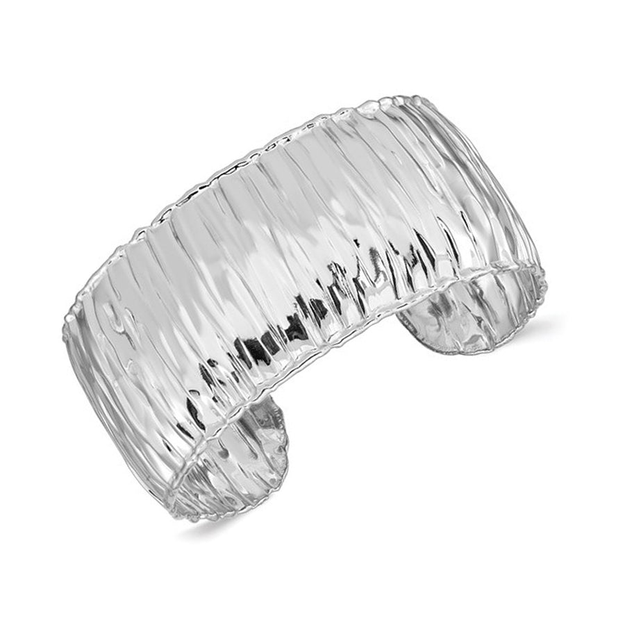 Sterling Silver Textured Cuff Bangle Bracelet Image 1