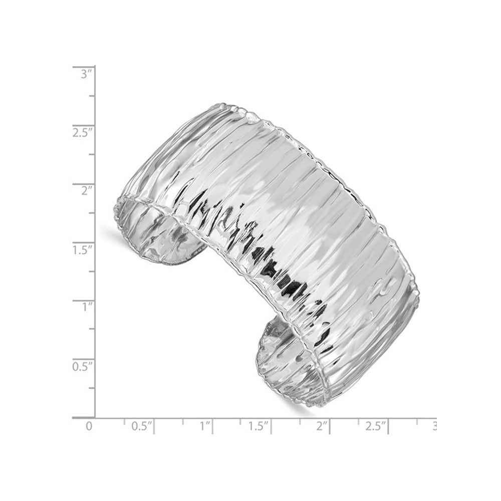 Sterling Silver Textured Cuff Bangle Bracelet Image 3