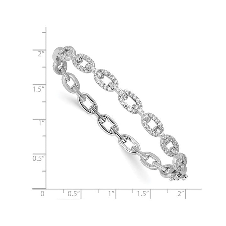 2.16 Carat (ctw VS2-SI1, D-E) Lab-Grown Diamond Link Bracelet in 14K White Gold Image 4