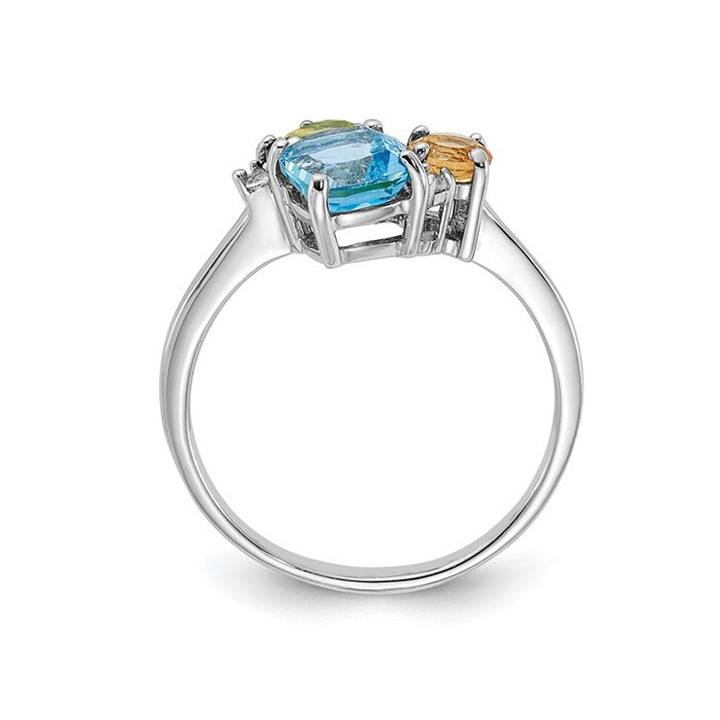 2.01 Carat (ctw)Blue Topaz, Peridot, and Citrine Ring in Sterling Silver Image 4