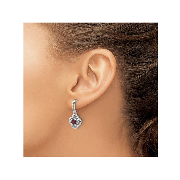 1.26 Carat (ctw) Garnet Dangle Earrings in Sterling Silver Image 3