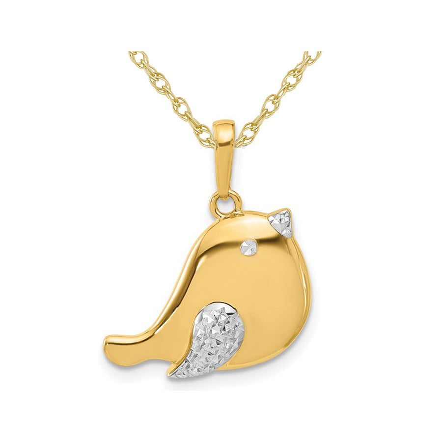 14K Yellow Gold Bird Charm Pendant Necklace with Chain Image 1