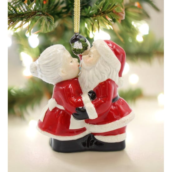 Santa Mrs Claus Kissing Ornament 3 inch Holiday Decor Image 2